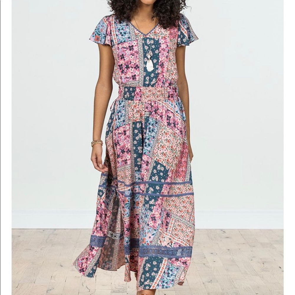🌸 Matilda Jane Boho Prairie Cottage Maxi Patchwork Dress S